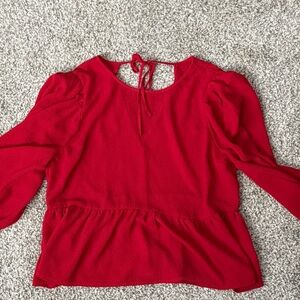 Express Vibrant Red Textured Top